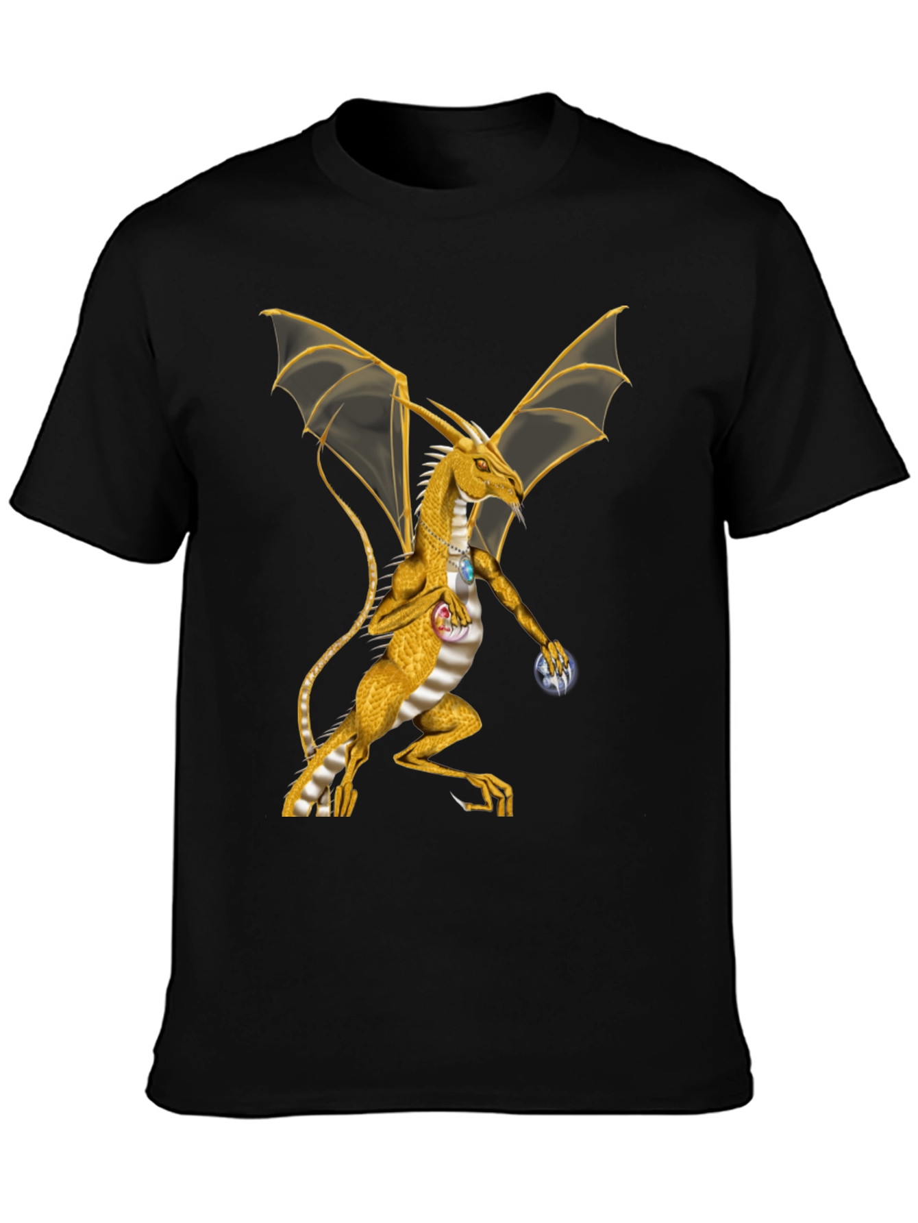 Dragon Graphic Tee - Black Cotton Blend Shirt