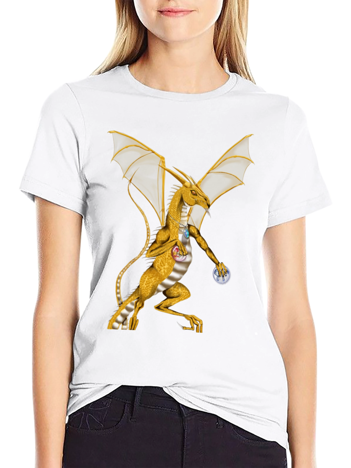 Dragon Graphic Tee - Black Cotton Blend Shirt