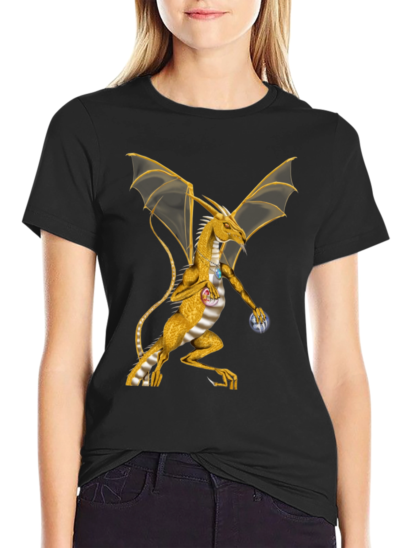 Dragon Graphic Tee - Black Cotton Blend Shirt