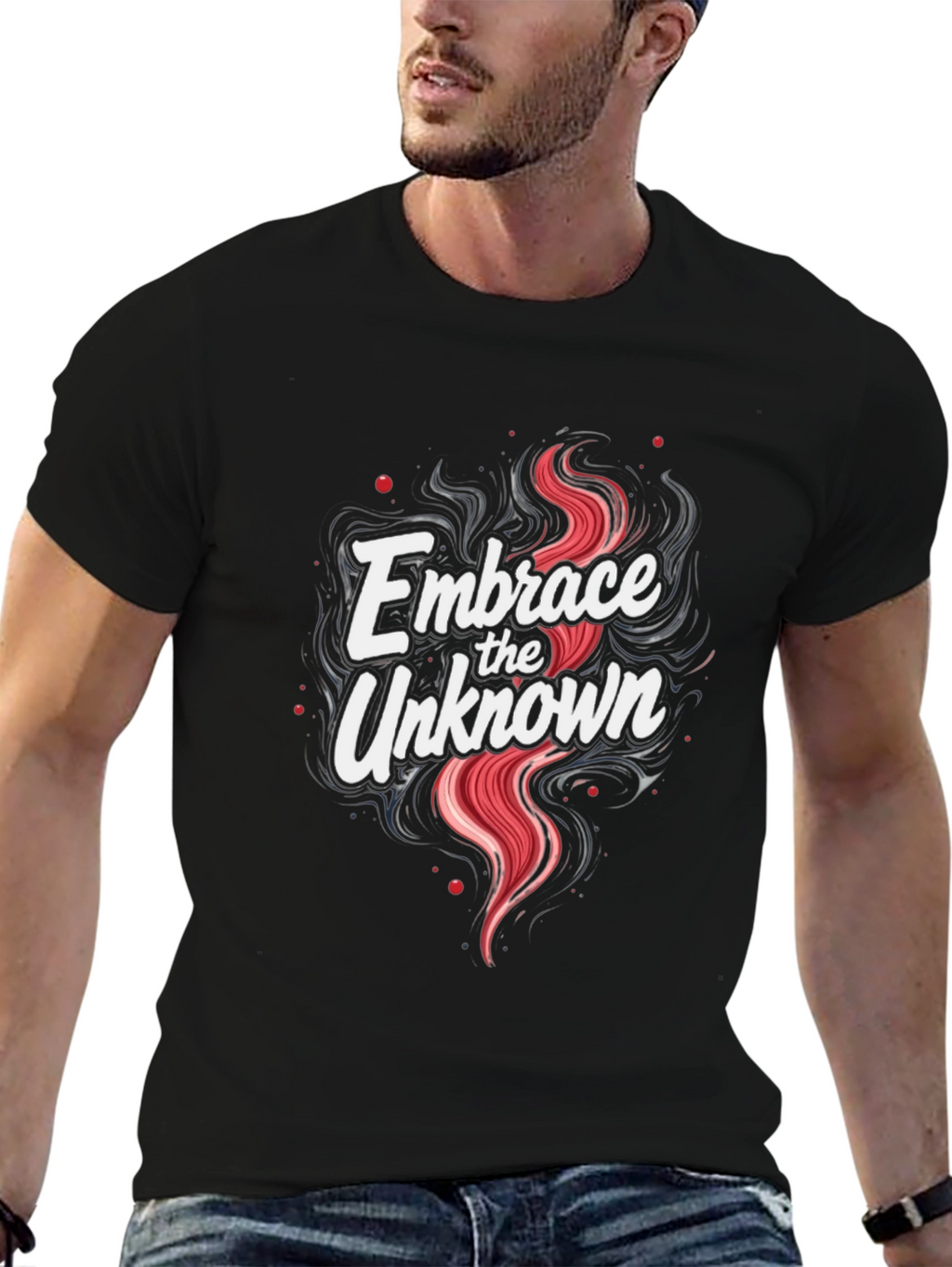 Embrace the Unknown Graphic Tee - Soft Black T-Shirt