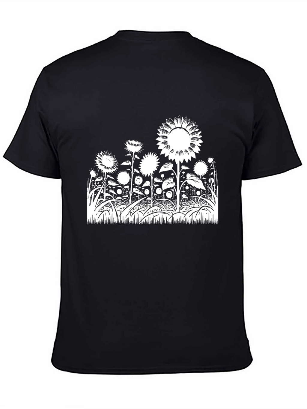 Sunflower Field Graphic Tee - Black Cotton