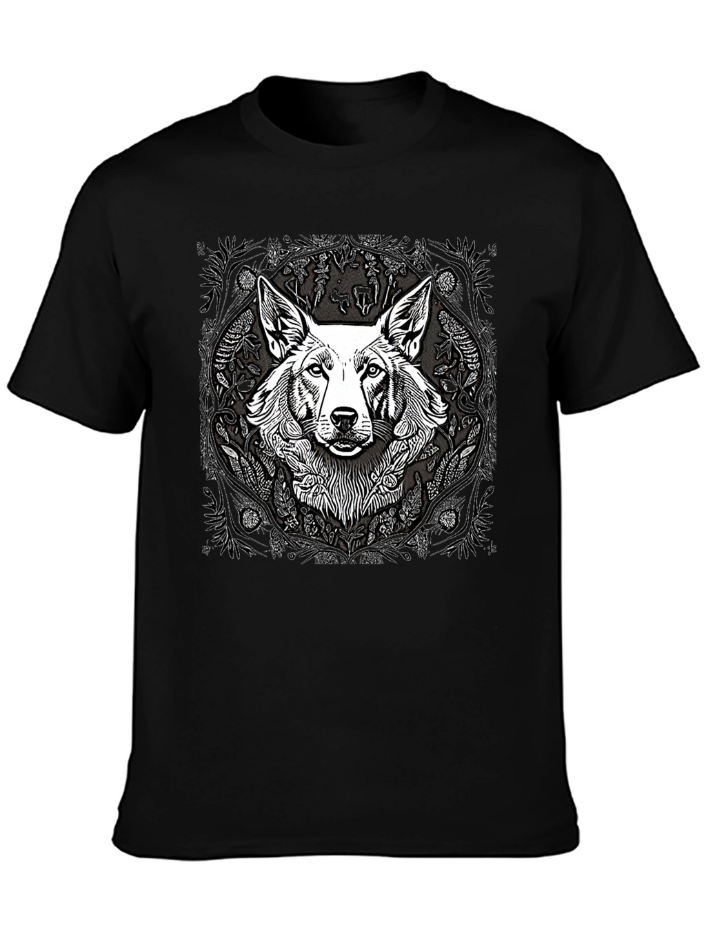 Black T-Shirt with Dog Graphic