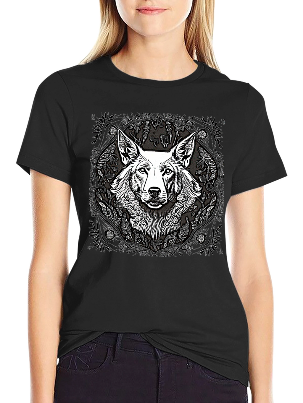 Black T-Shirt with Dog Graphic