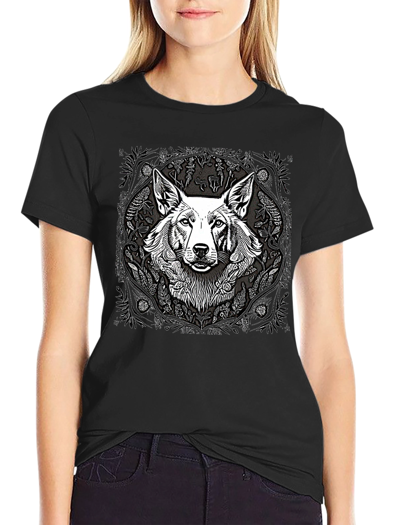 Black T-Shirt with Dog Graphic