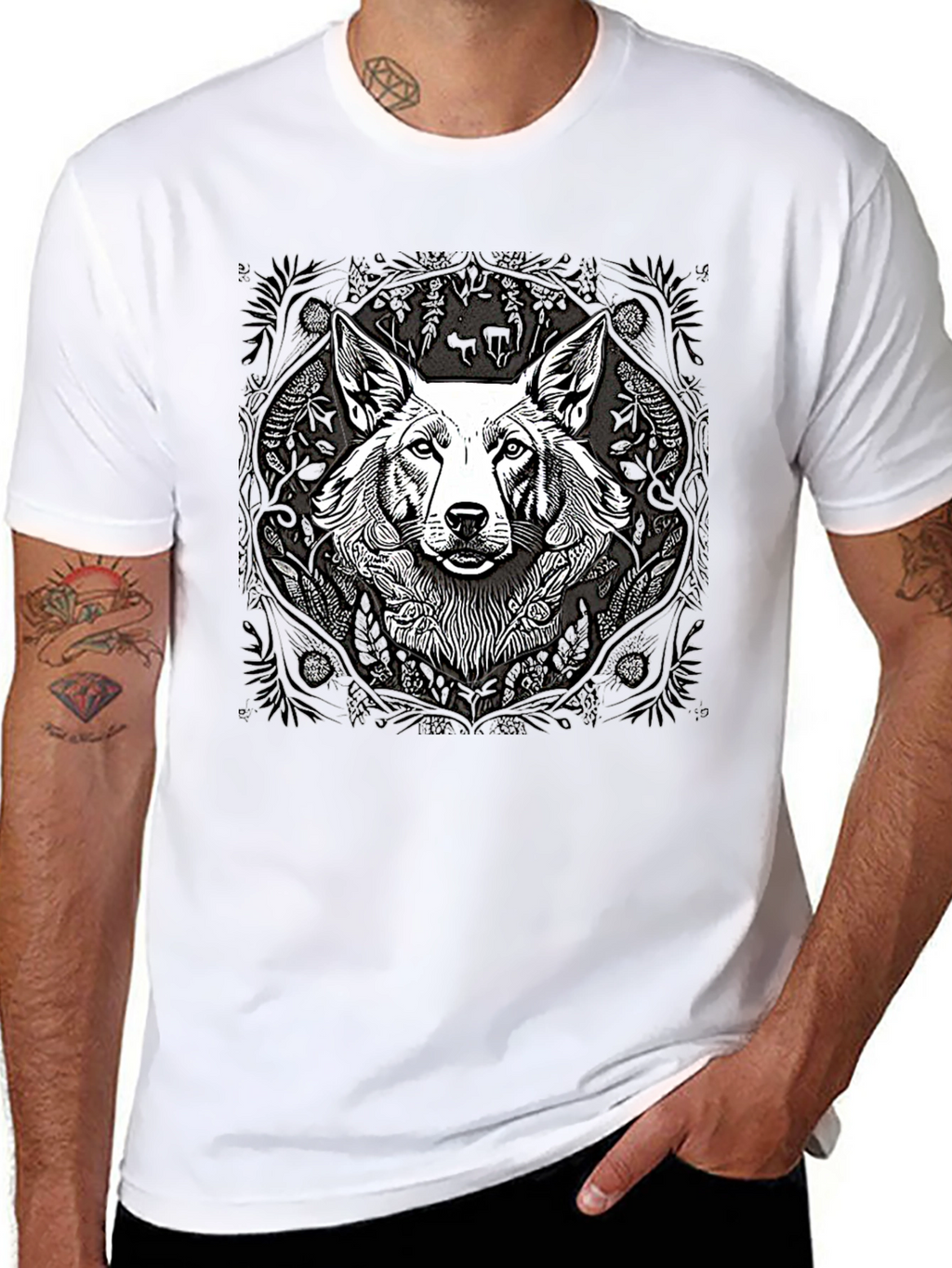 Black T-Shirt with Dog Graphic