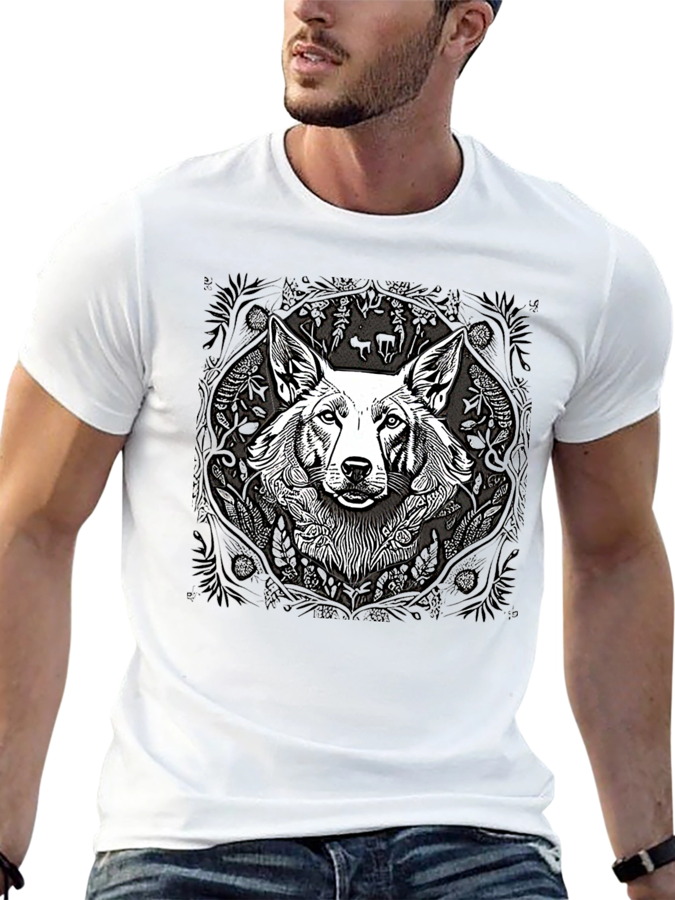 Black T-Shirt with Dog Graphic