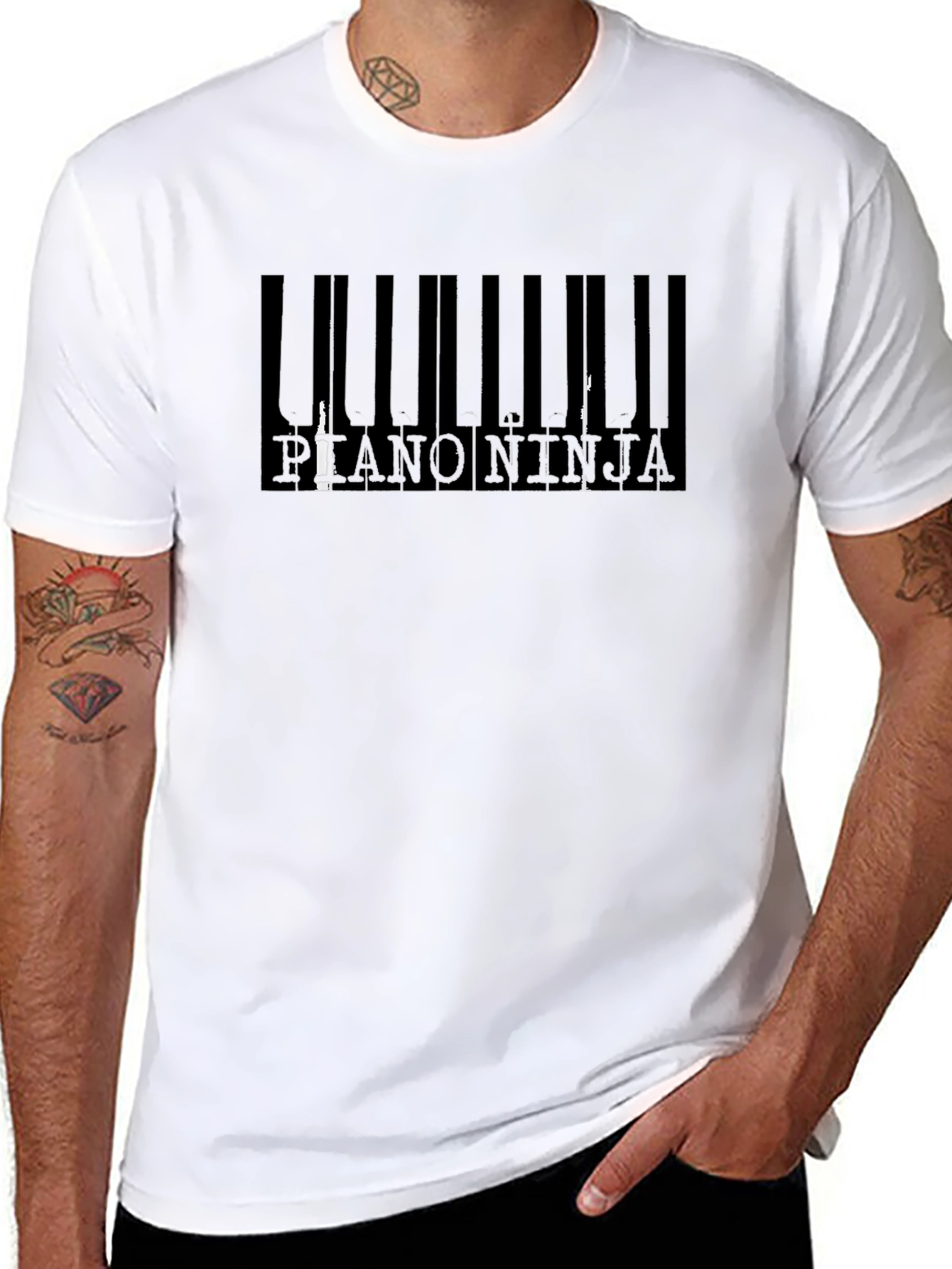 Piano Ninja Black T-Shirt - Unique Design