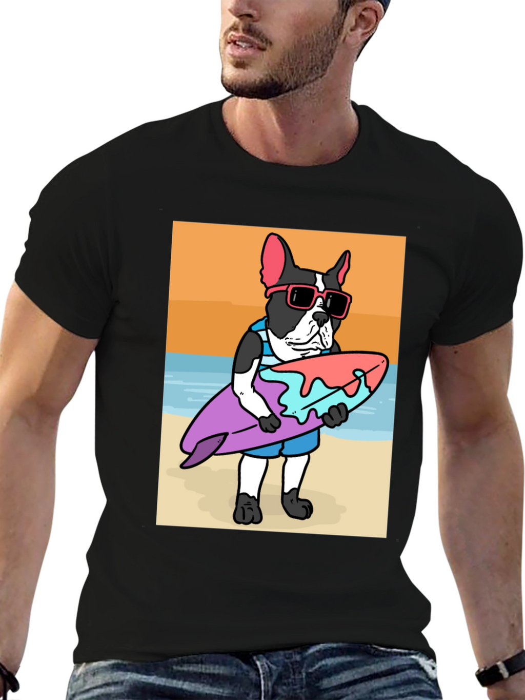 Surfing Dog T-Shirt – Cool Beach Dog Graphic Tee