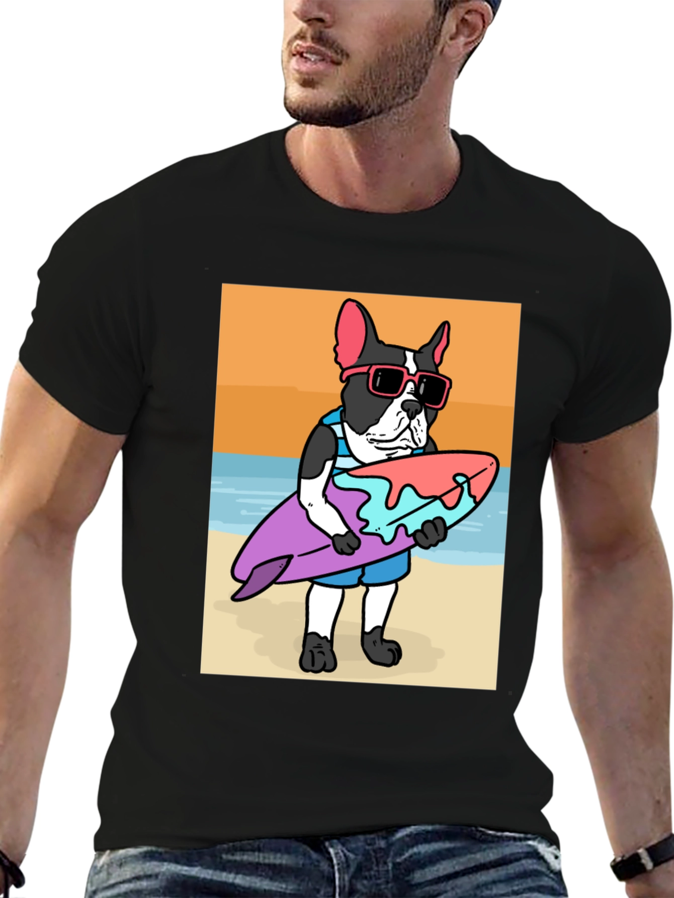 Surfing Dog T-Shirt – Cool Beach Dog Graphic Tee