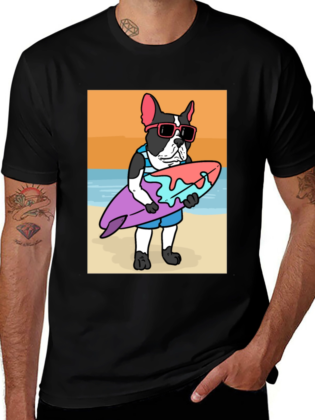 Surfing Dog T-Shirt – Cool Beach Dog Graphic Tee