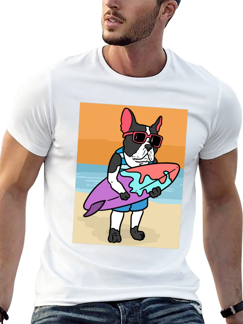 Surfing Dog T-Shirt – Cool Beach Dog Graphic Tee