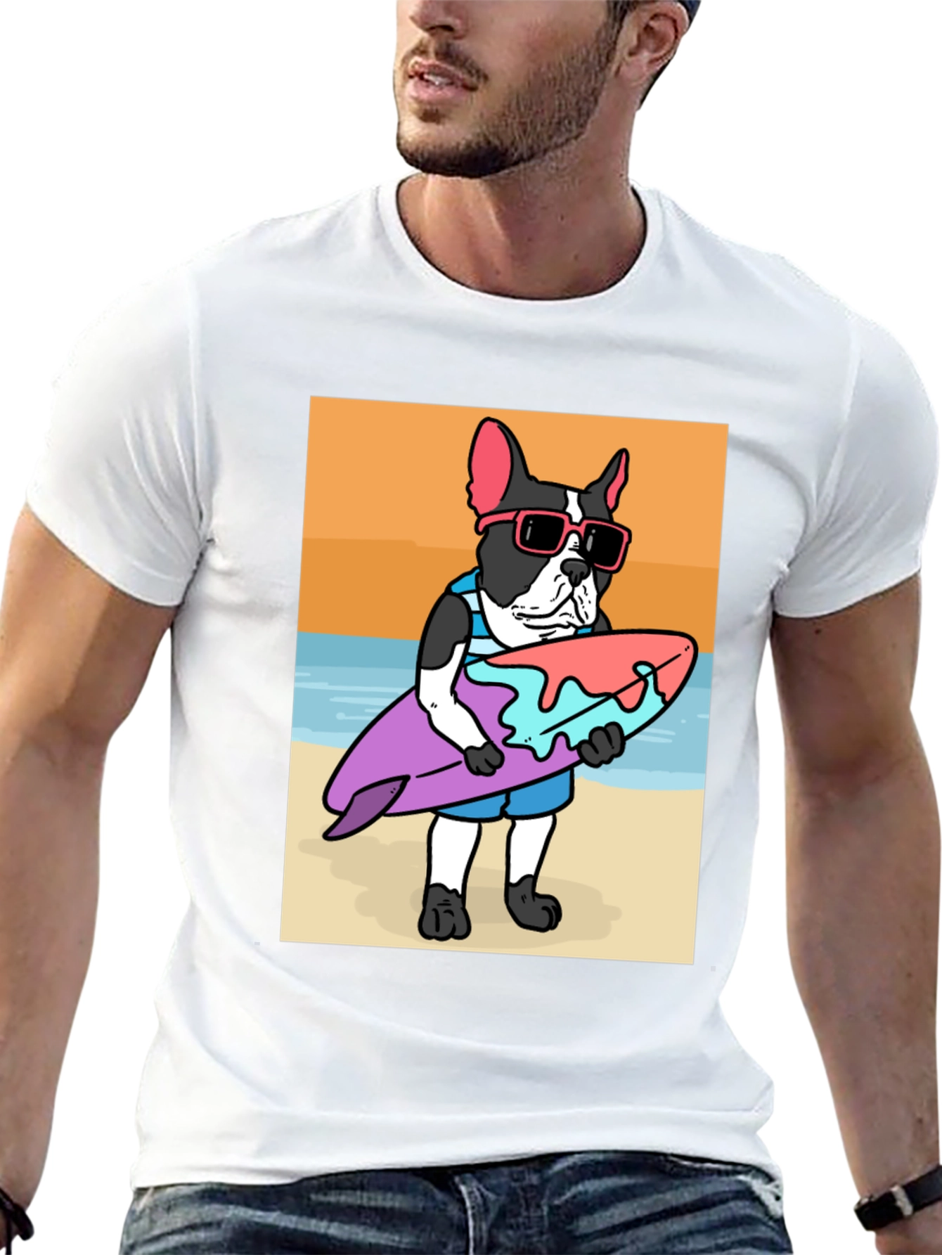 Surfing Dog T-Shirt – Cool Beach Dog Graphic Tee