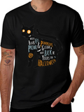 Halloween Cat T-Shirt - Black Festive Design