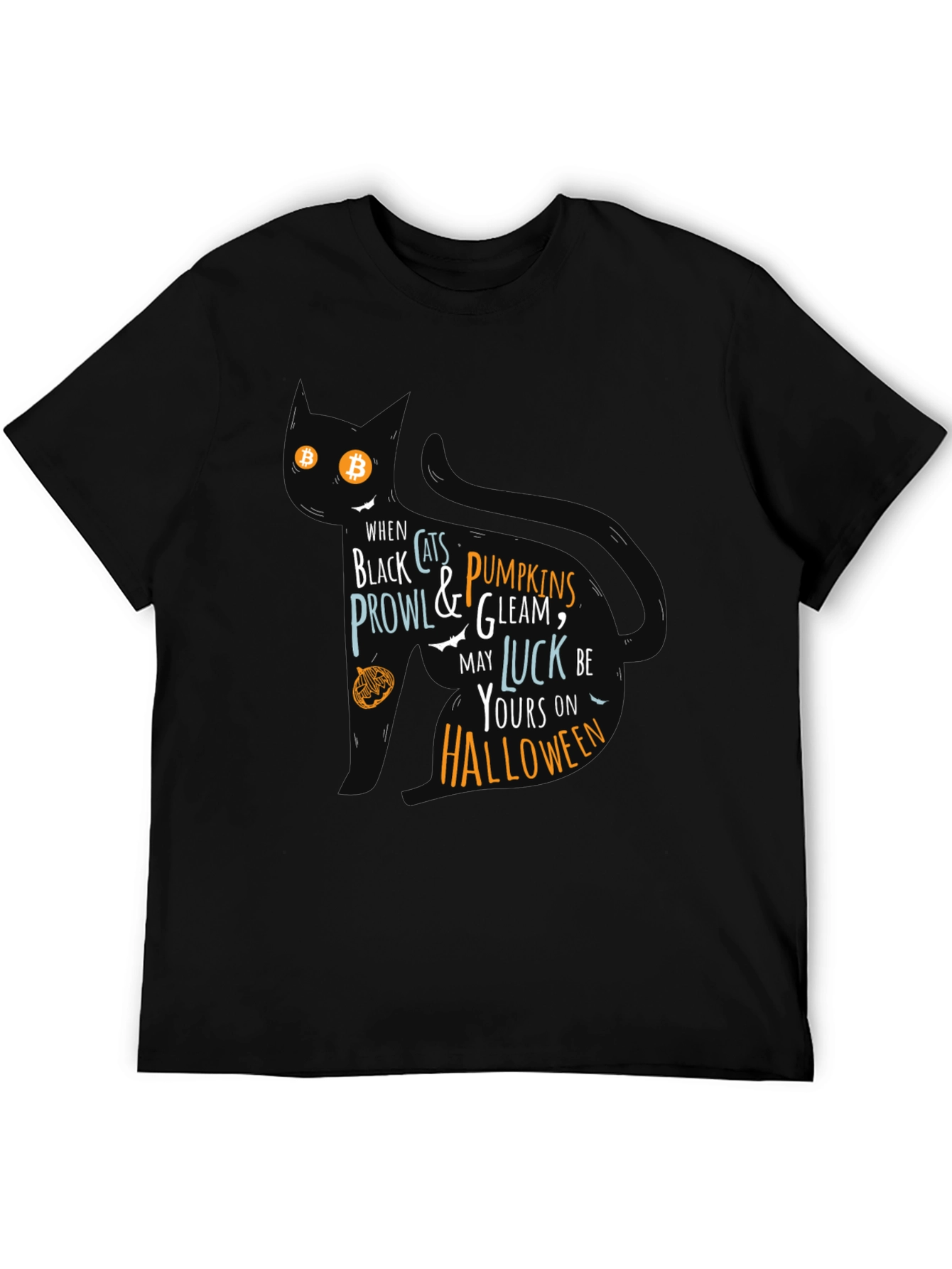 Halloween Cat T-Shirt - Black Festive Design