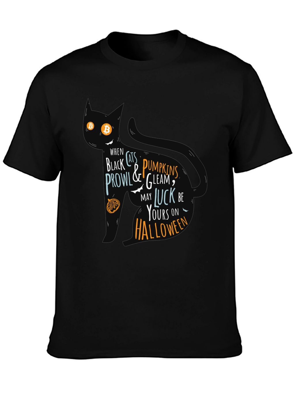 Halloween Cat T-Shirt - Black Festive Design