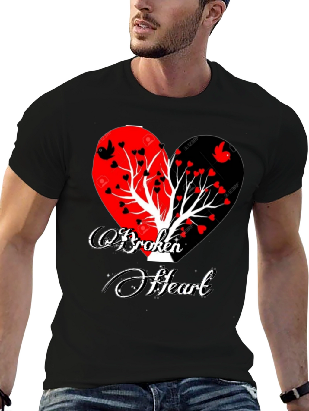 Broken Heart Tree Graphic T-Shirt