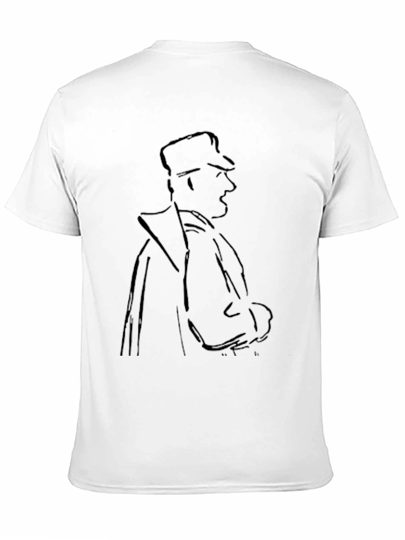 Mens Black T-Shirt with Sketched Figure Graphic