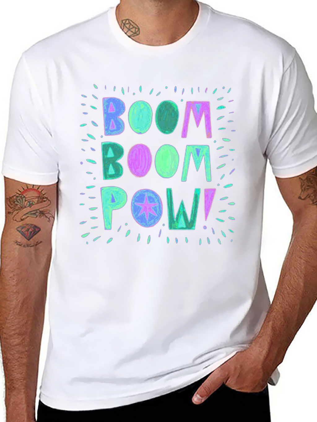 Boom Pow! Graphic Print Black T-Shirt