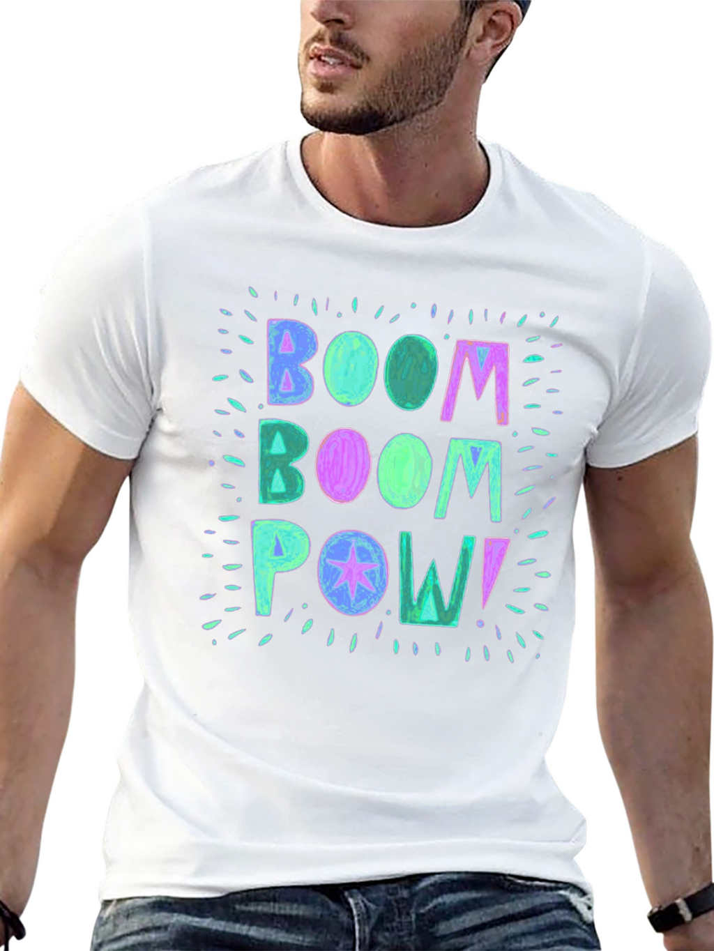 Boom Pow! Graphic Print Black T-Shirt