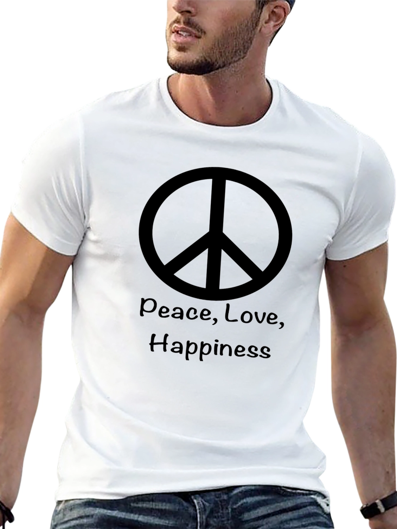 Peace Love Happiness Black T-Shirt