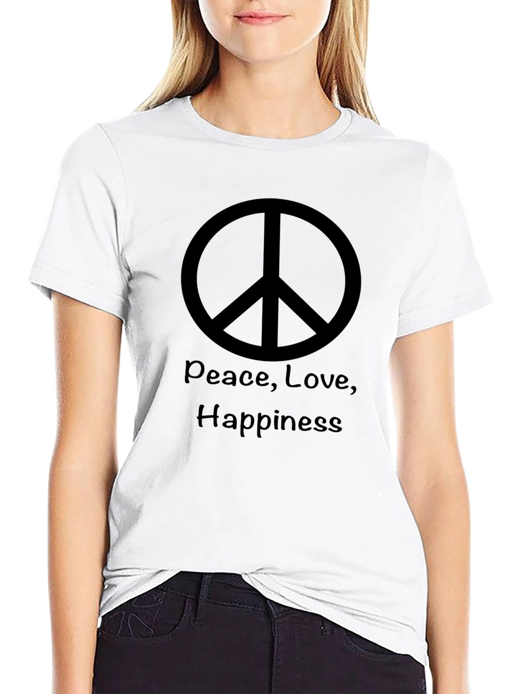 Peace Love Happiness Black T-Shirt