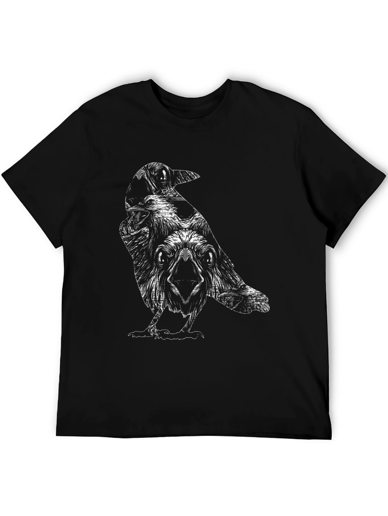Raven Graphic Black T-Shirt - Unique Bird Design