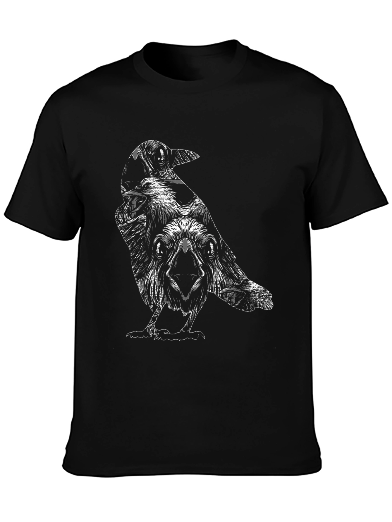 Raven Graphic Black T-Shirt - Unique Bird Design