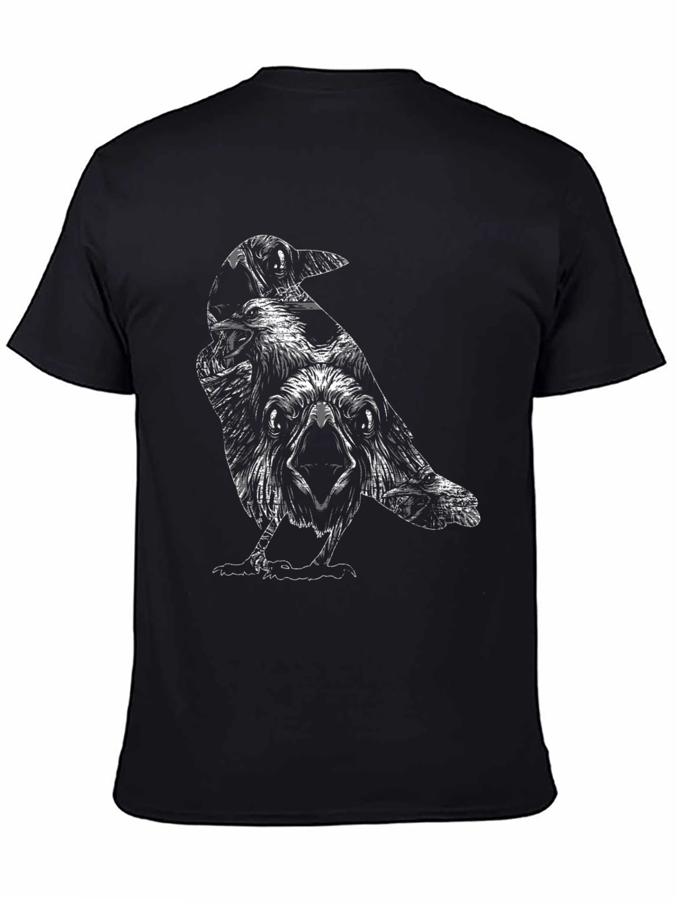 Raven Graphic Black T-Shirt - Unique Bird Design