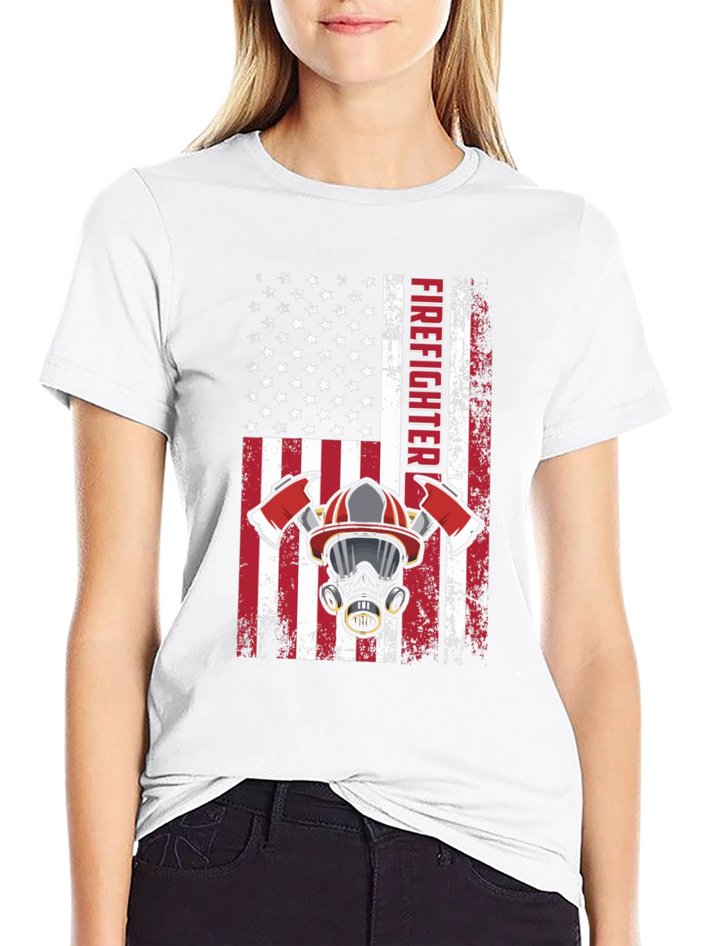 Firefighter American Flag Graphic T-Shirt