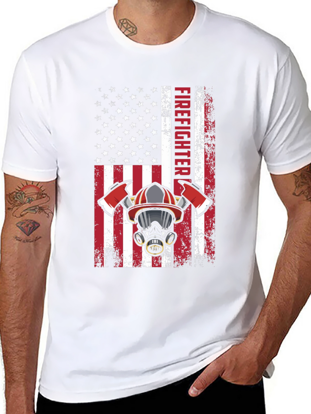 Firefighter American Flag Graphic T-Shirt