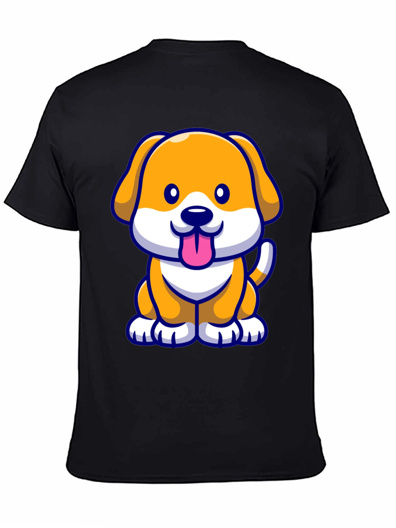 Cute Cartoon Dog T-Shirt - Black