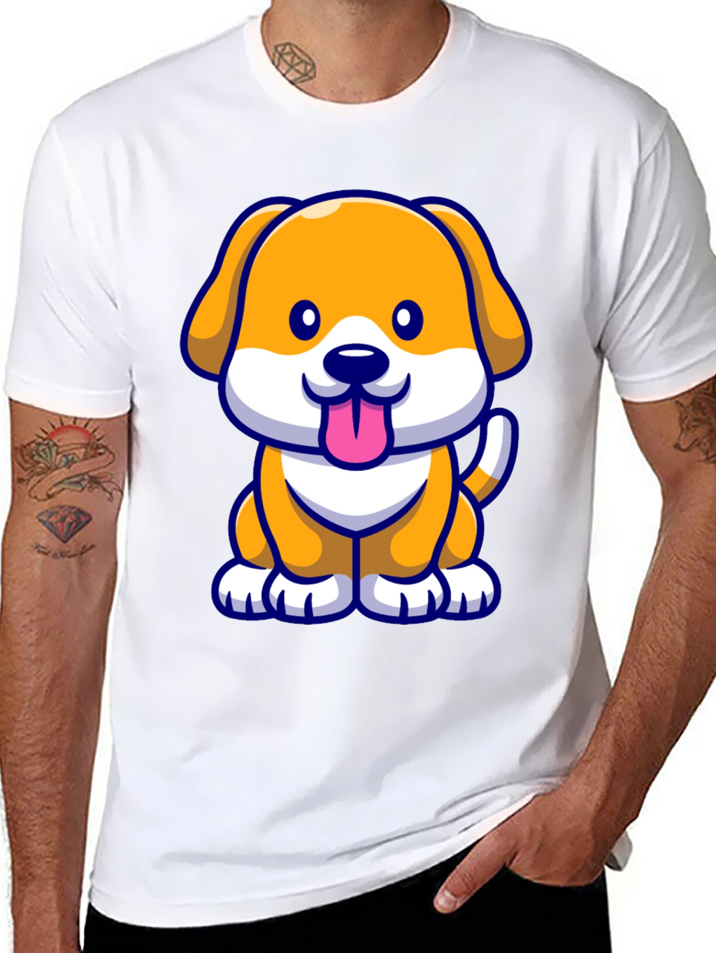 Cute Cartoon Dog T-Shirt - Black