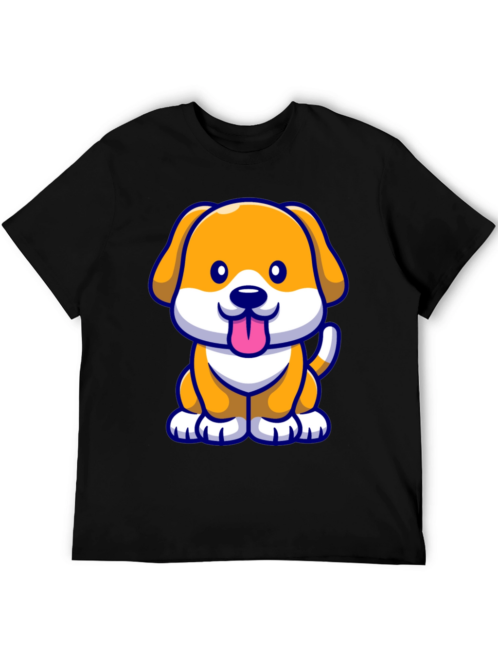 Cute Cartoon Dog T-Shirt - Black