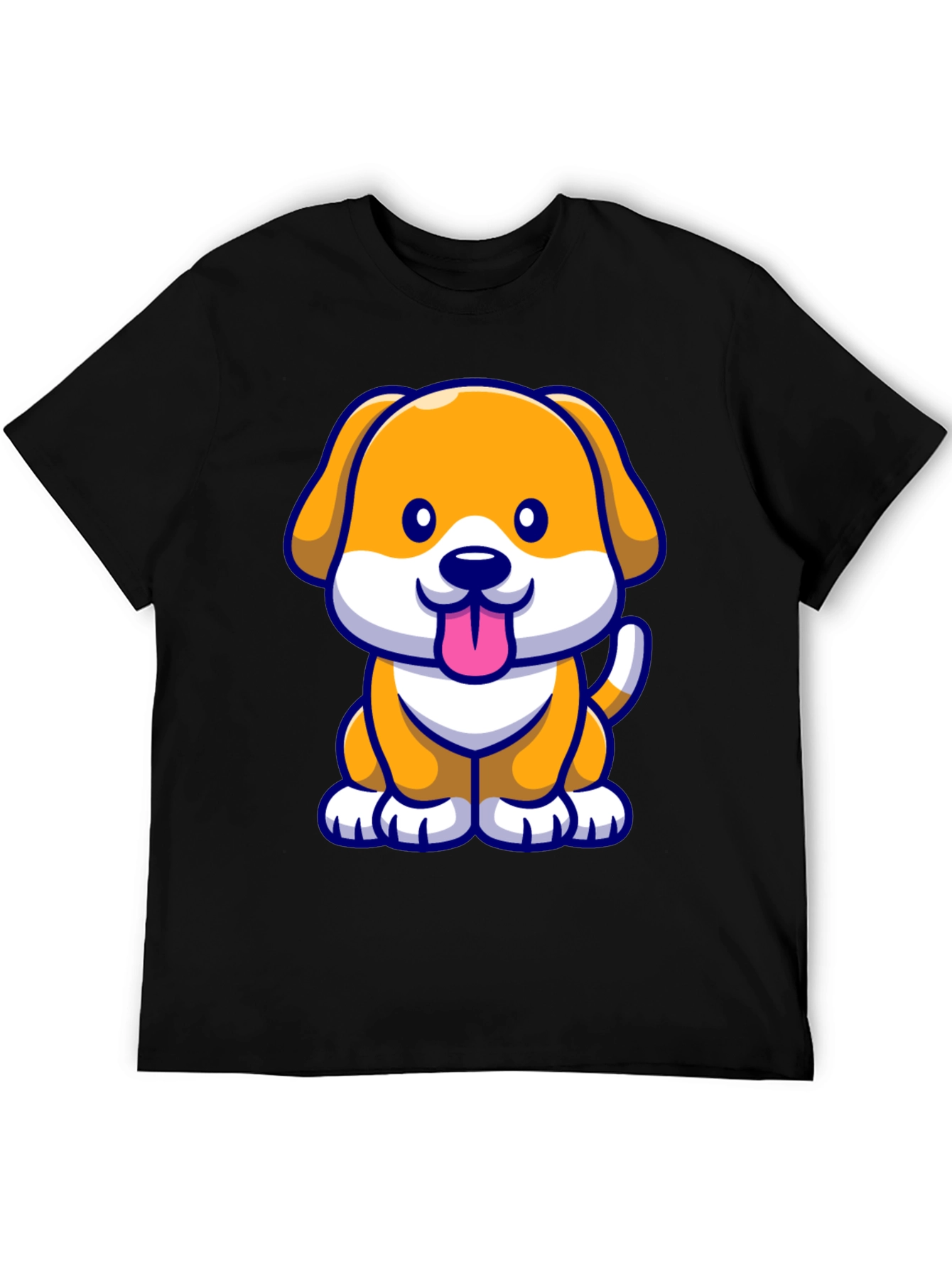 Cute Cartoon Dog T-Shirt - Black