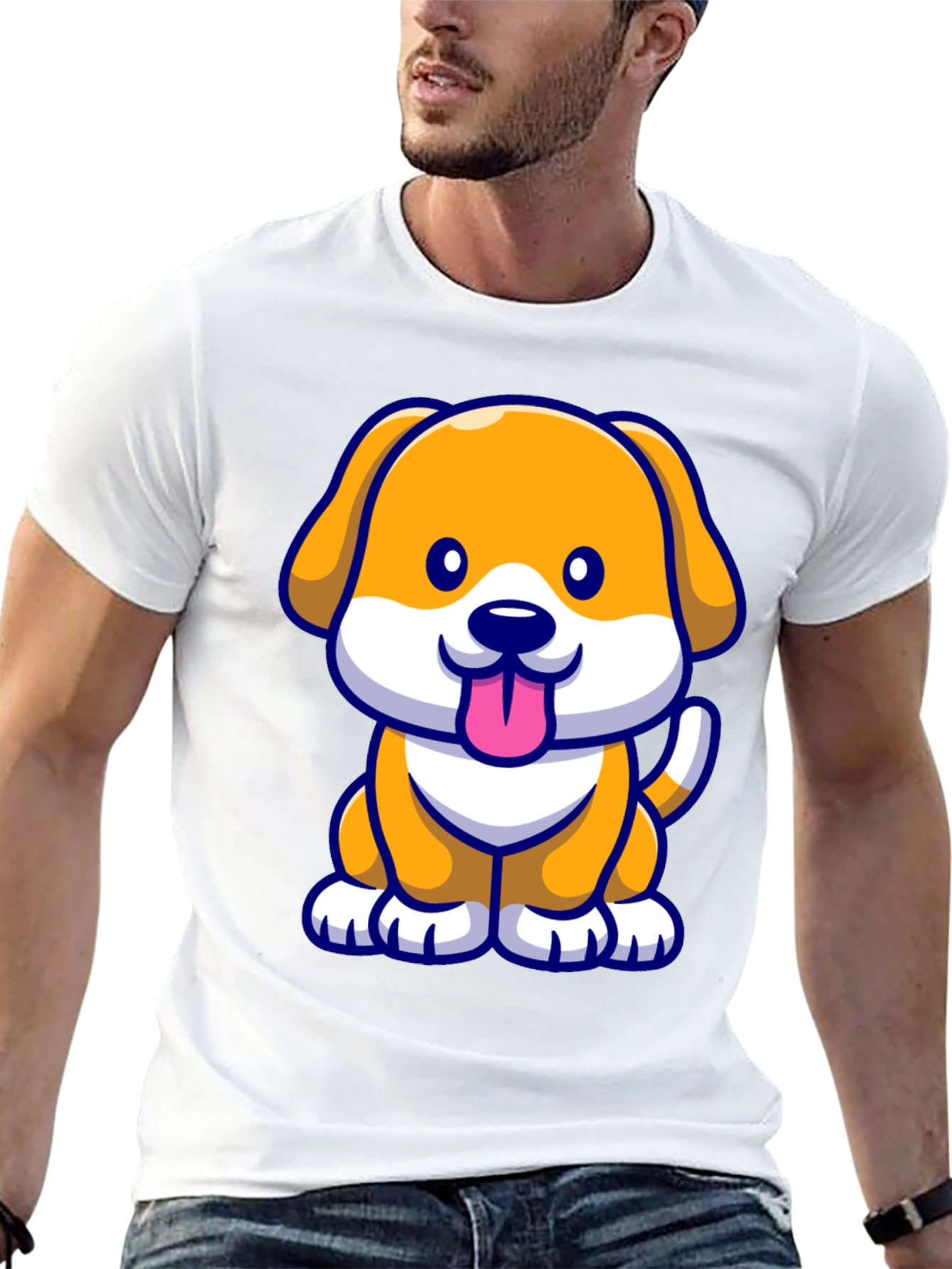 Cute Cartoon Dog T-Shirt - Black