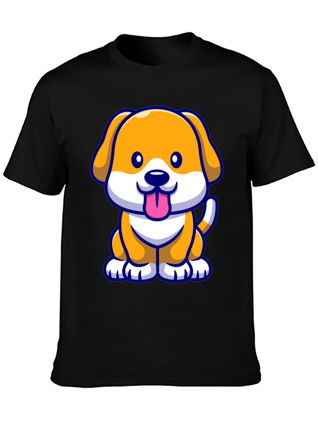 Cute Cartoon Dog T-Shirt - Black