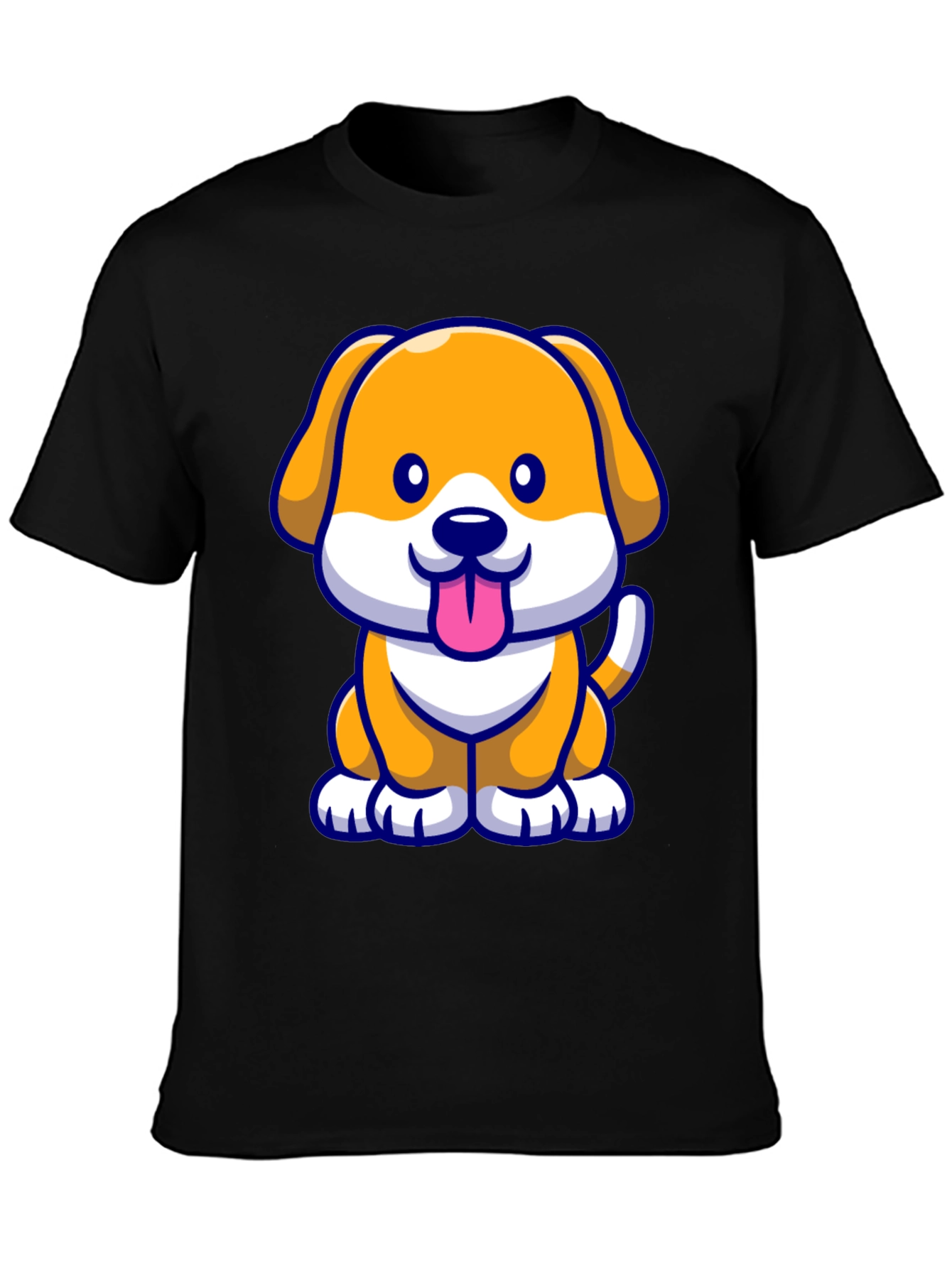 Cute Cartoon Dog T-Shirt - Black