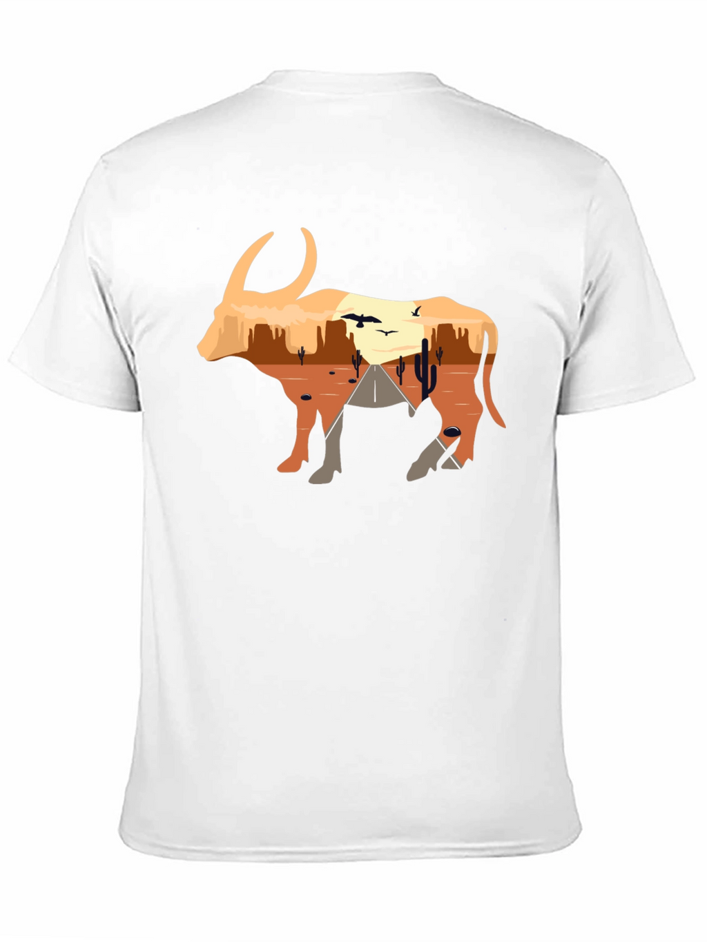 Desert Sunset Bull Graphic Tee - Black