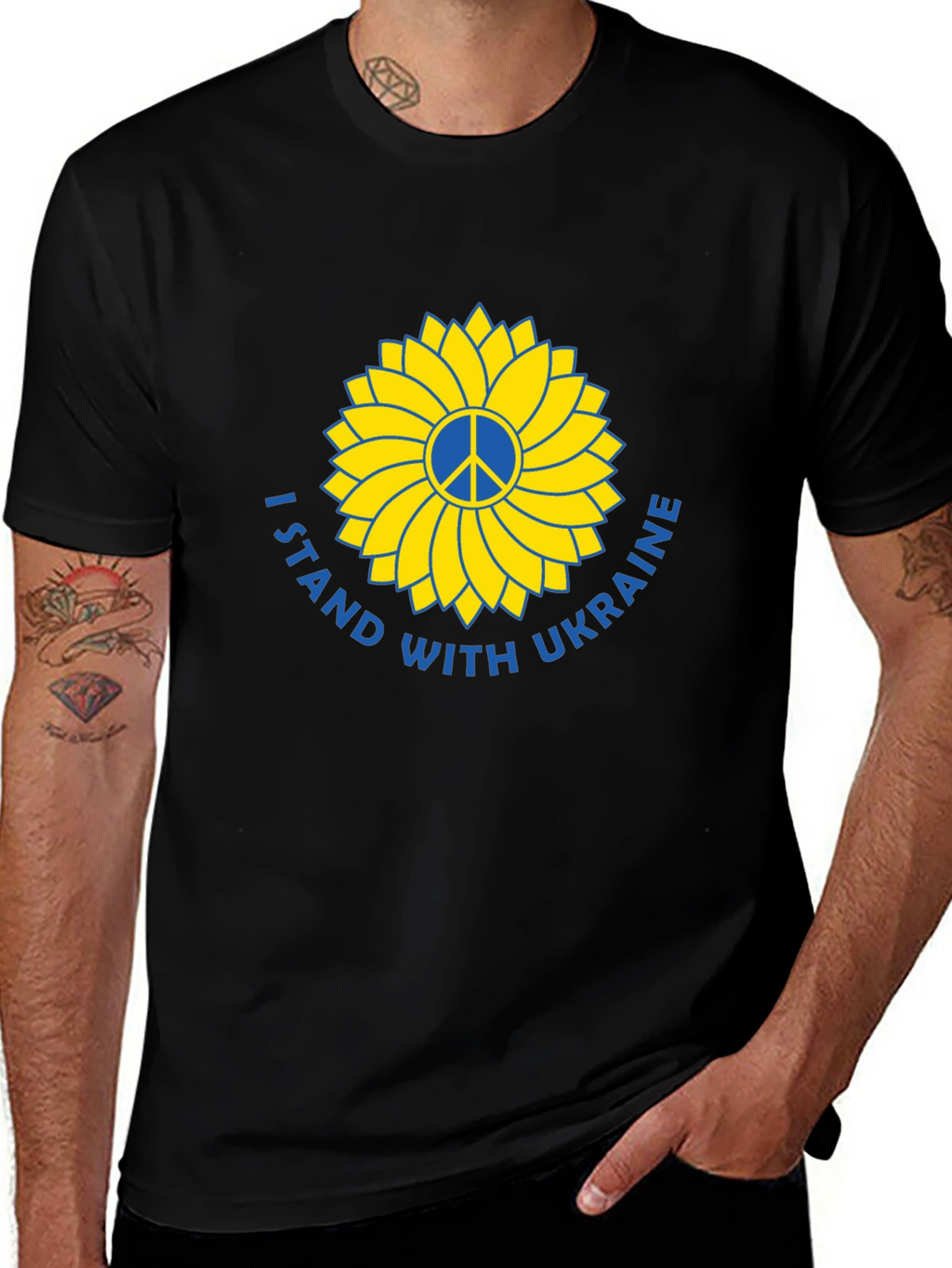 Ukraine Support T-Shirt Peace Sunflower Design