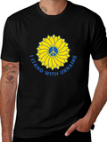 Ukraine Support T-Shirt Peace Sunflower Design