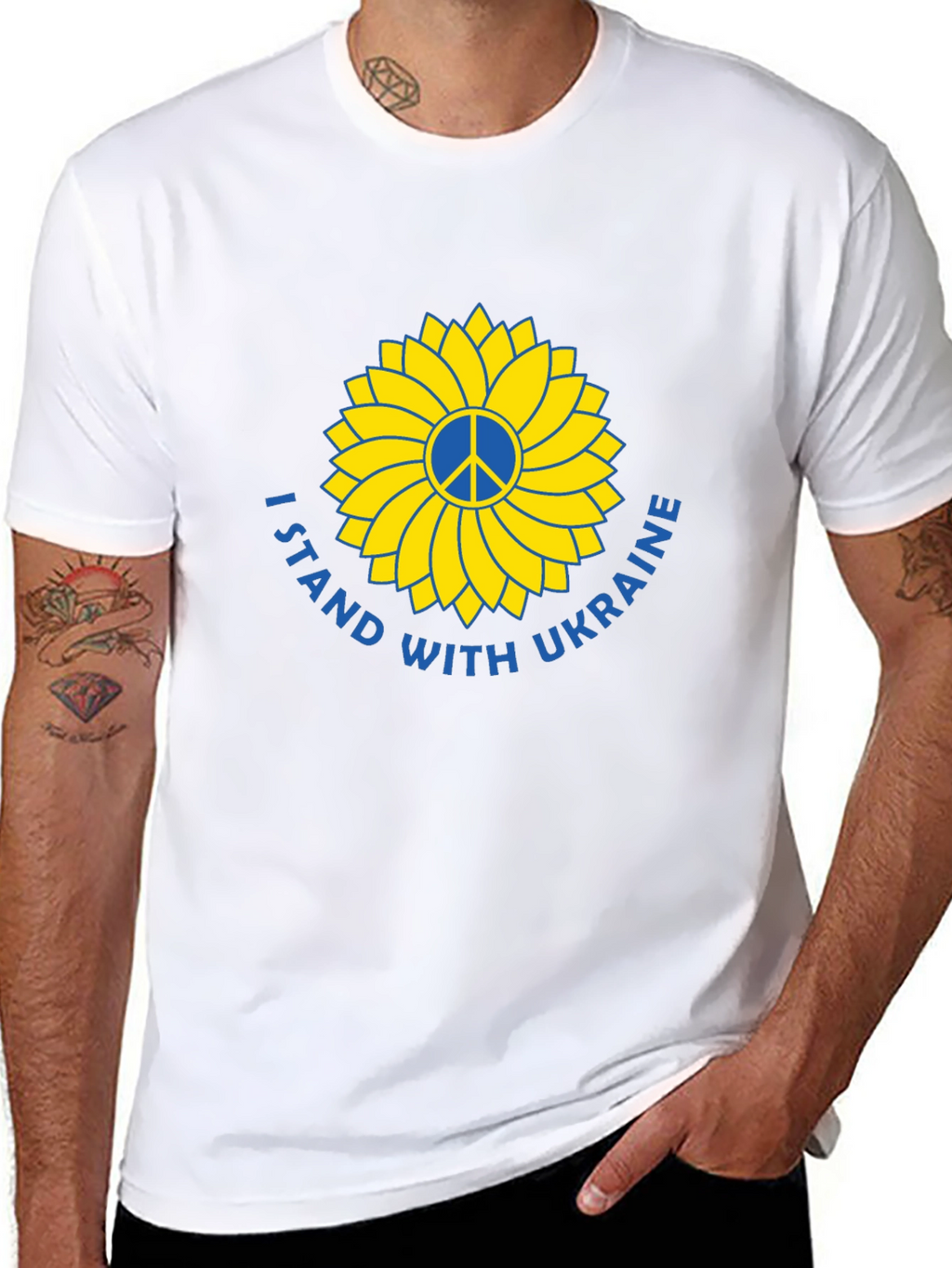 Ukraine Support T-Shirt Peace Sunflower Design