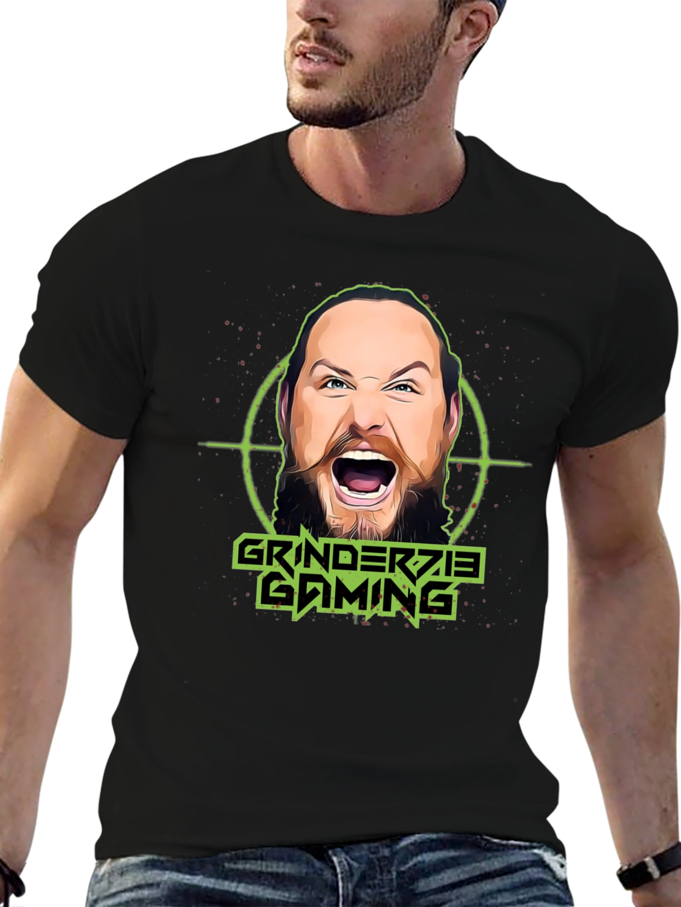 Grinderzie Gaming T-Shirt - Black Cotton Graphic Tee