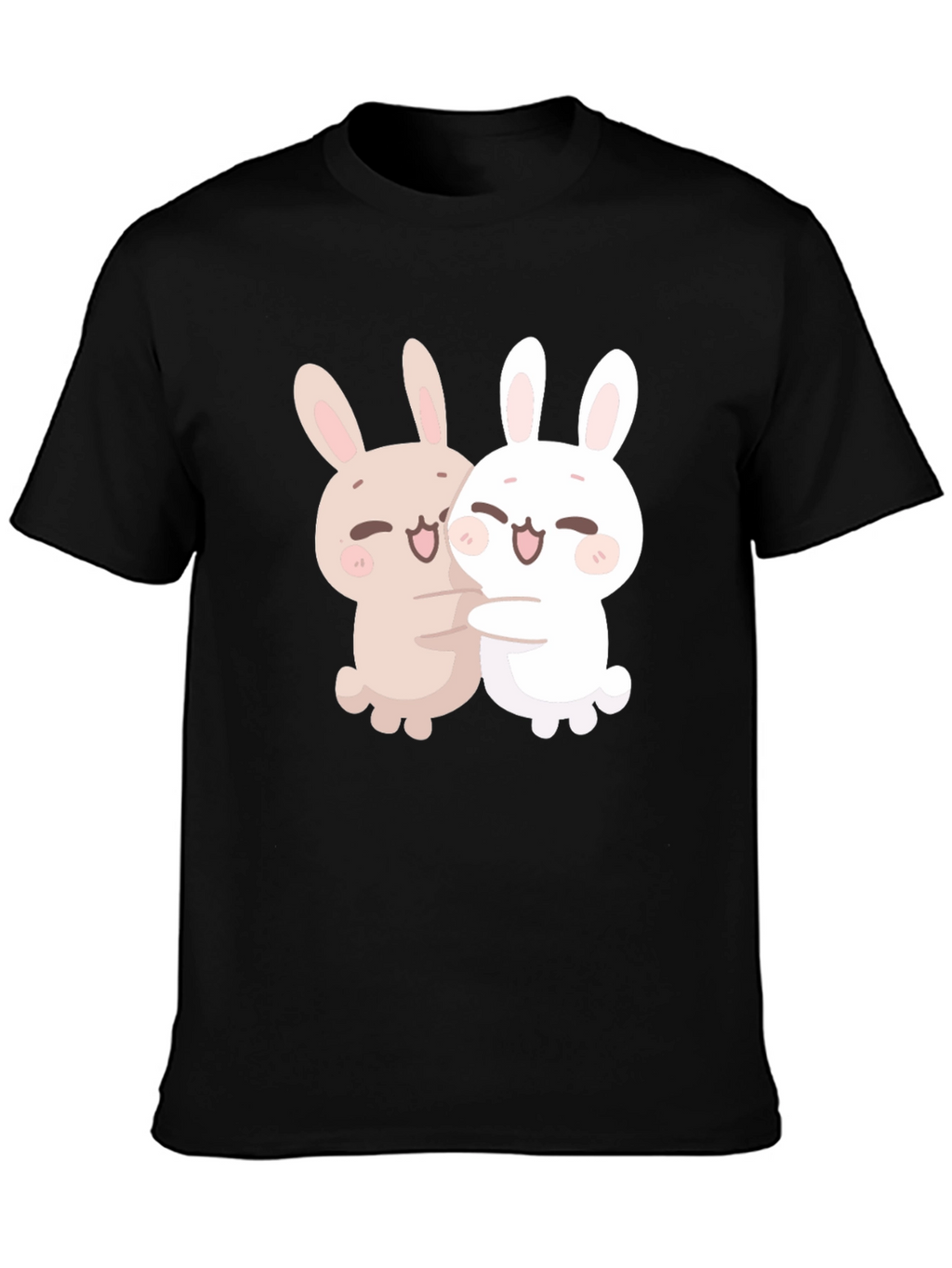 Cute Bunny Hug T-Shirt - Black