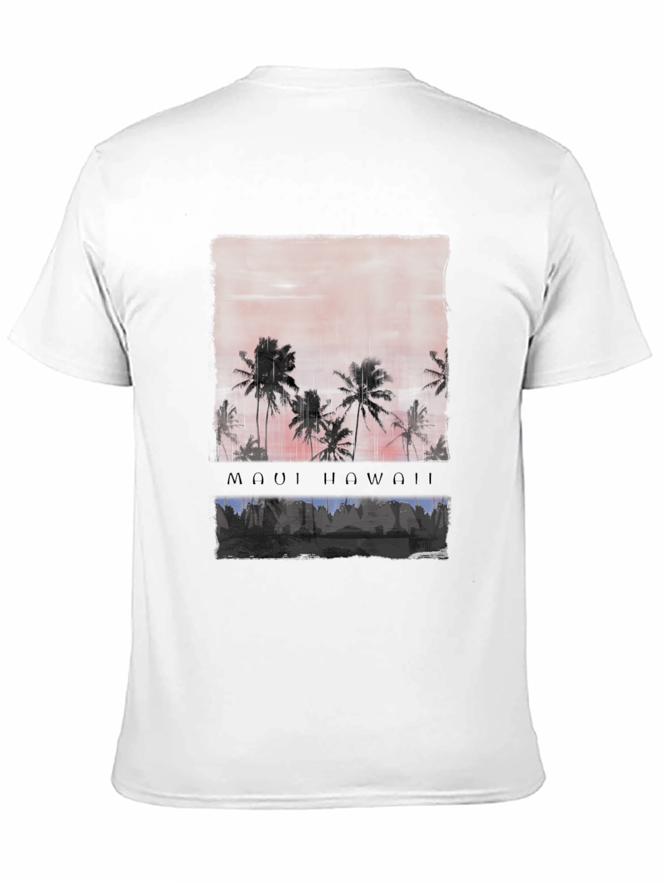 Maui Hawaii Palm Tree Graphic Black T-Shirt