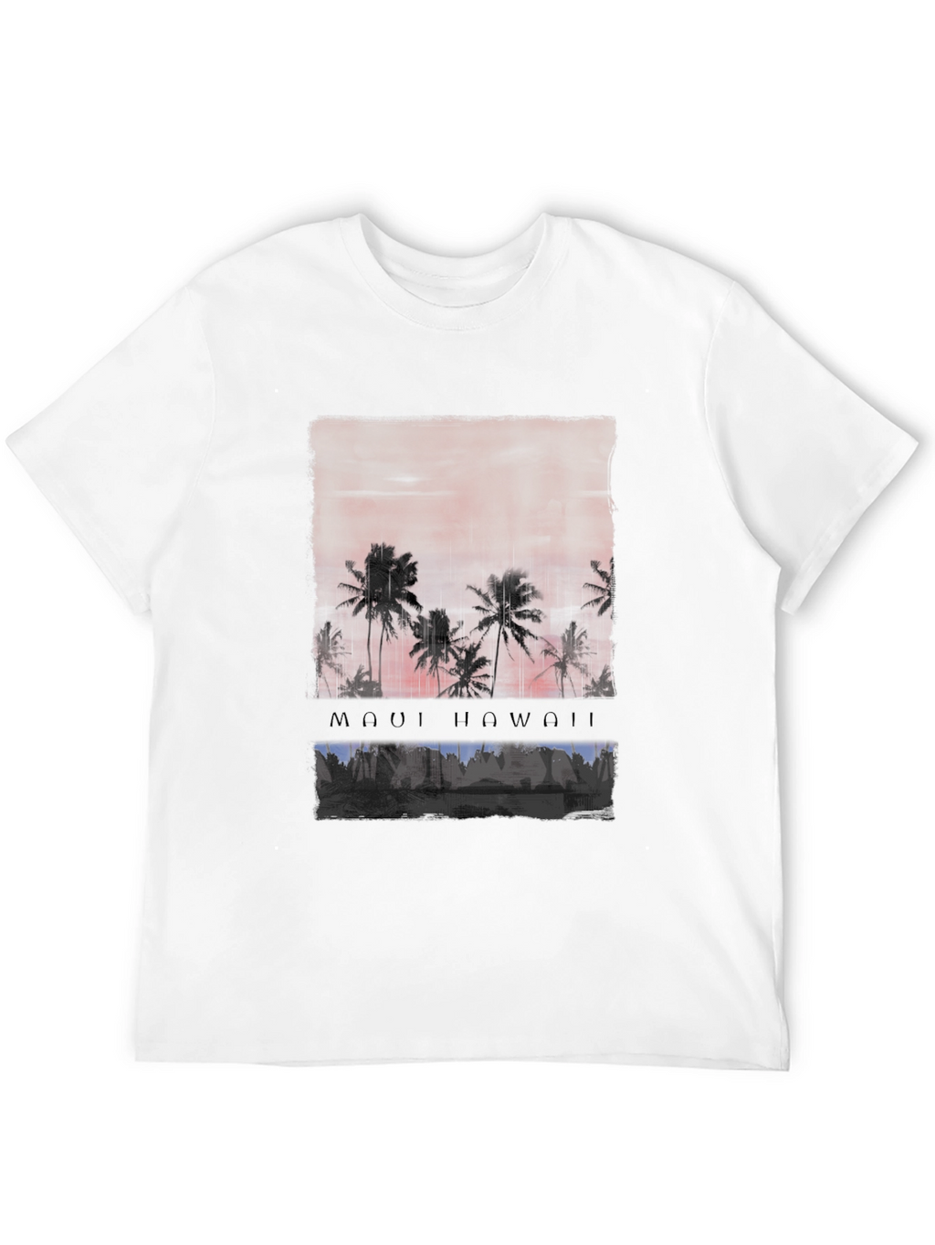 Maui Hawaii Palm Tree Graphic Black T-Shirt