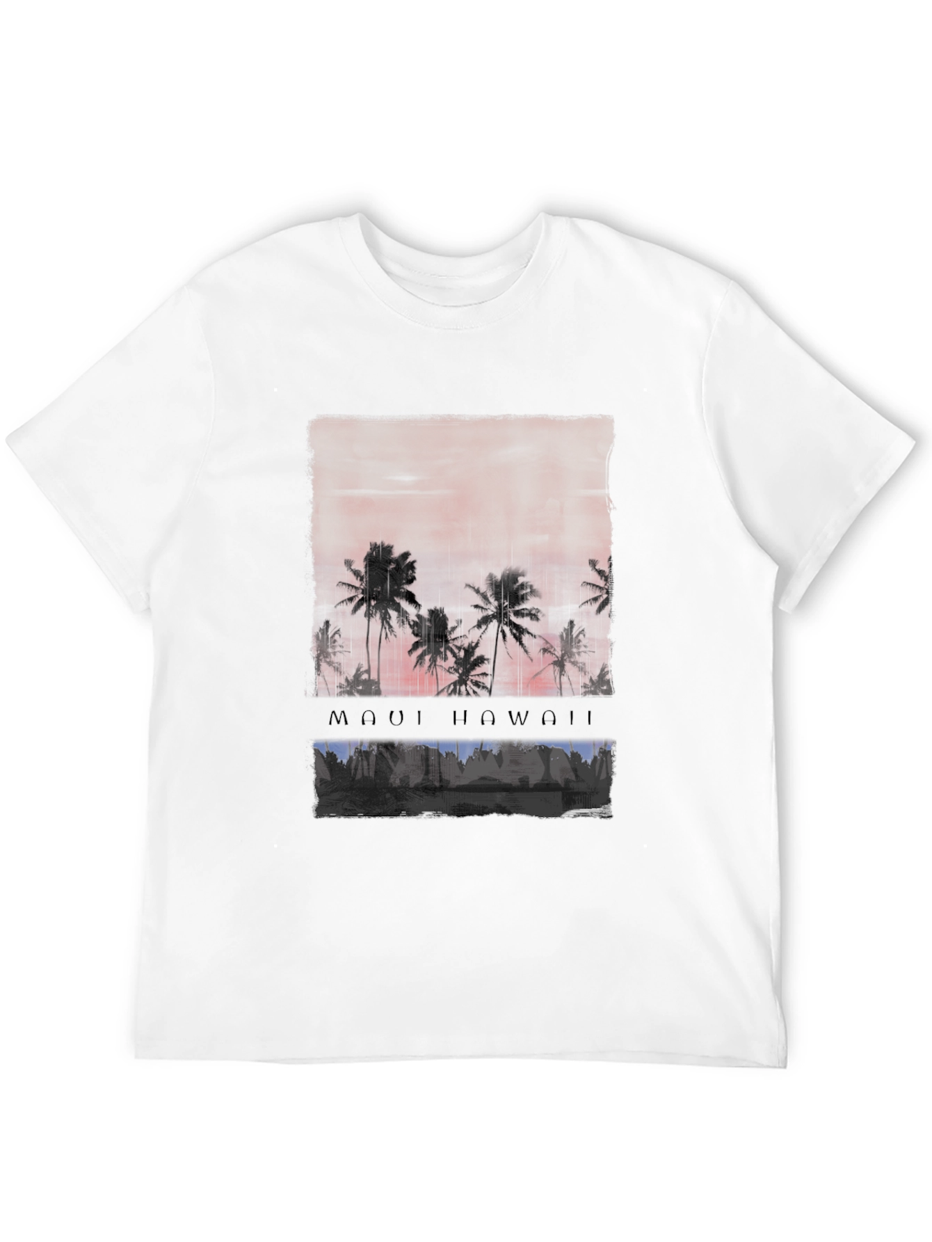 Maui Hawaii Palm Tree Graphic Black T-Shirt
