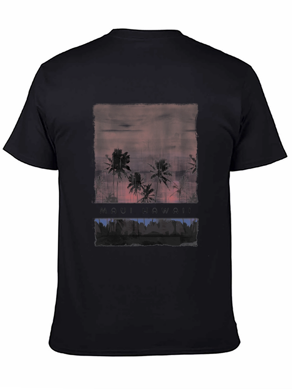 Maui Hawaii Palm Tree Graphic Black T-Shirt