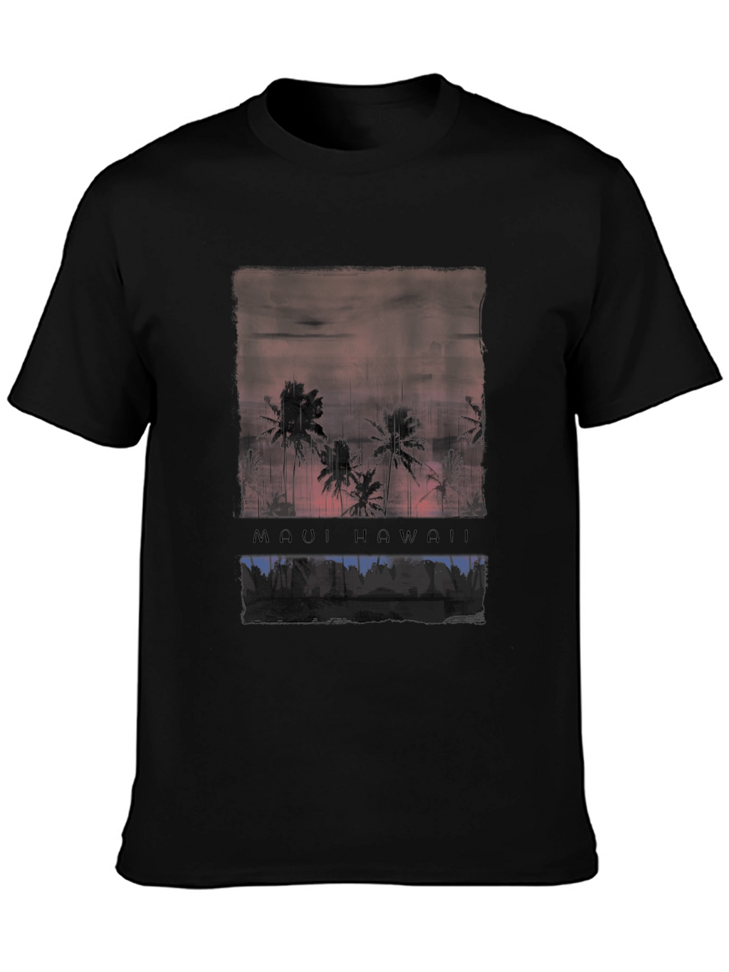 Maui Hawaii Palm Tree Graphic Black T-Shirt