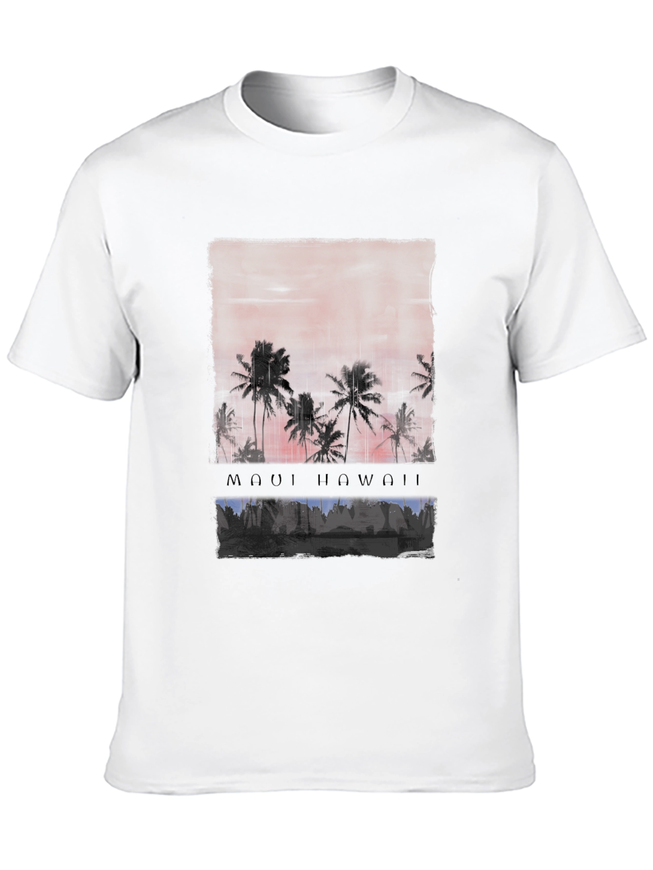 Maui Hawaii Palm Tree Graphic Black T-Shirt