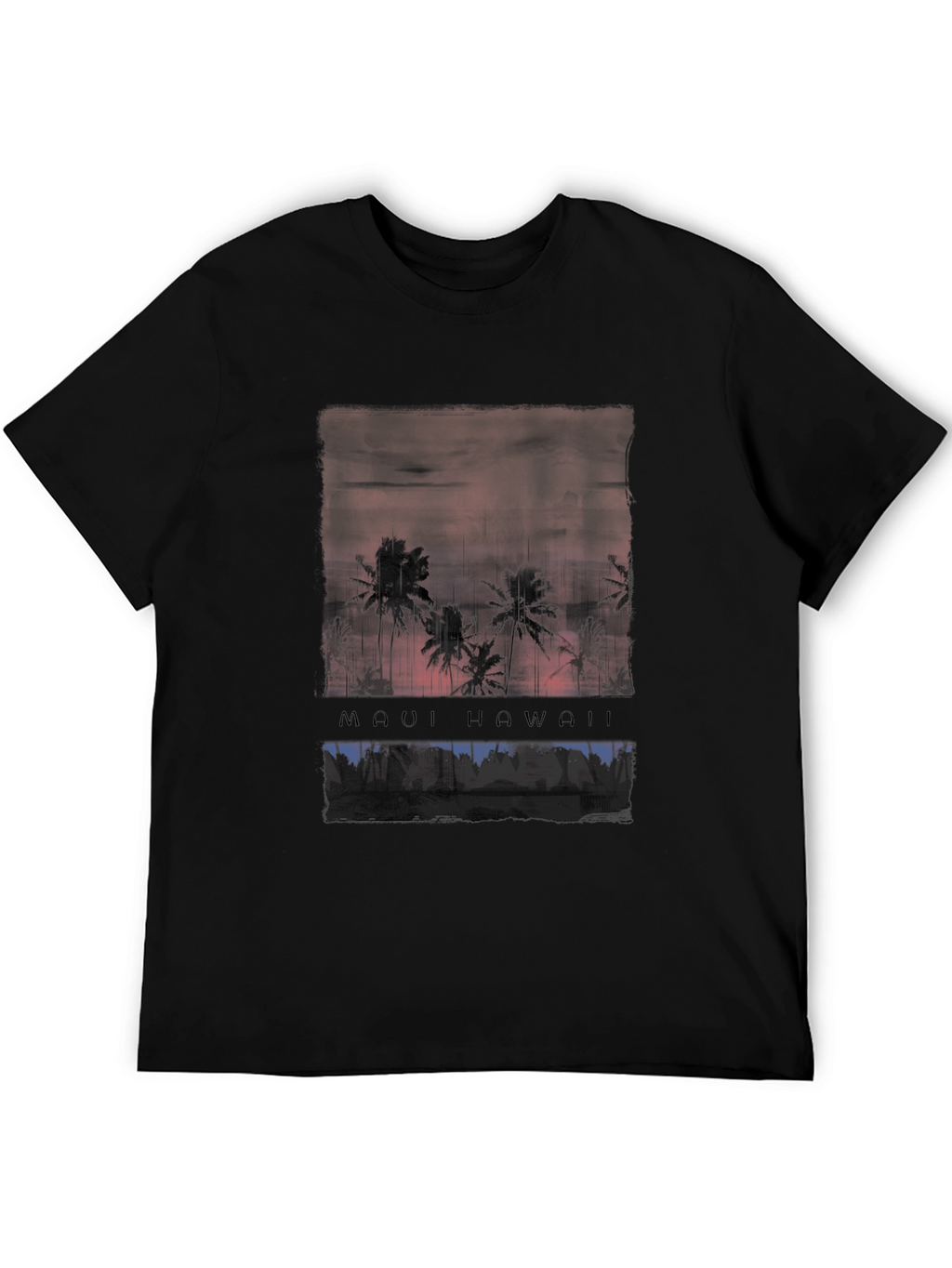 Maui Hawaii Palm Tree Graphic Black T-Shirt